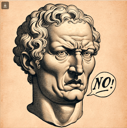 Bust of classical figure saying No!